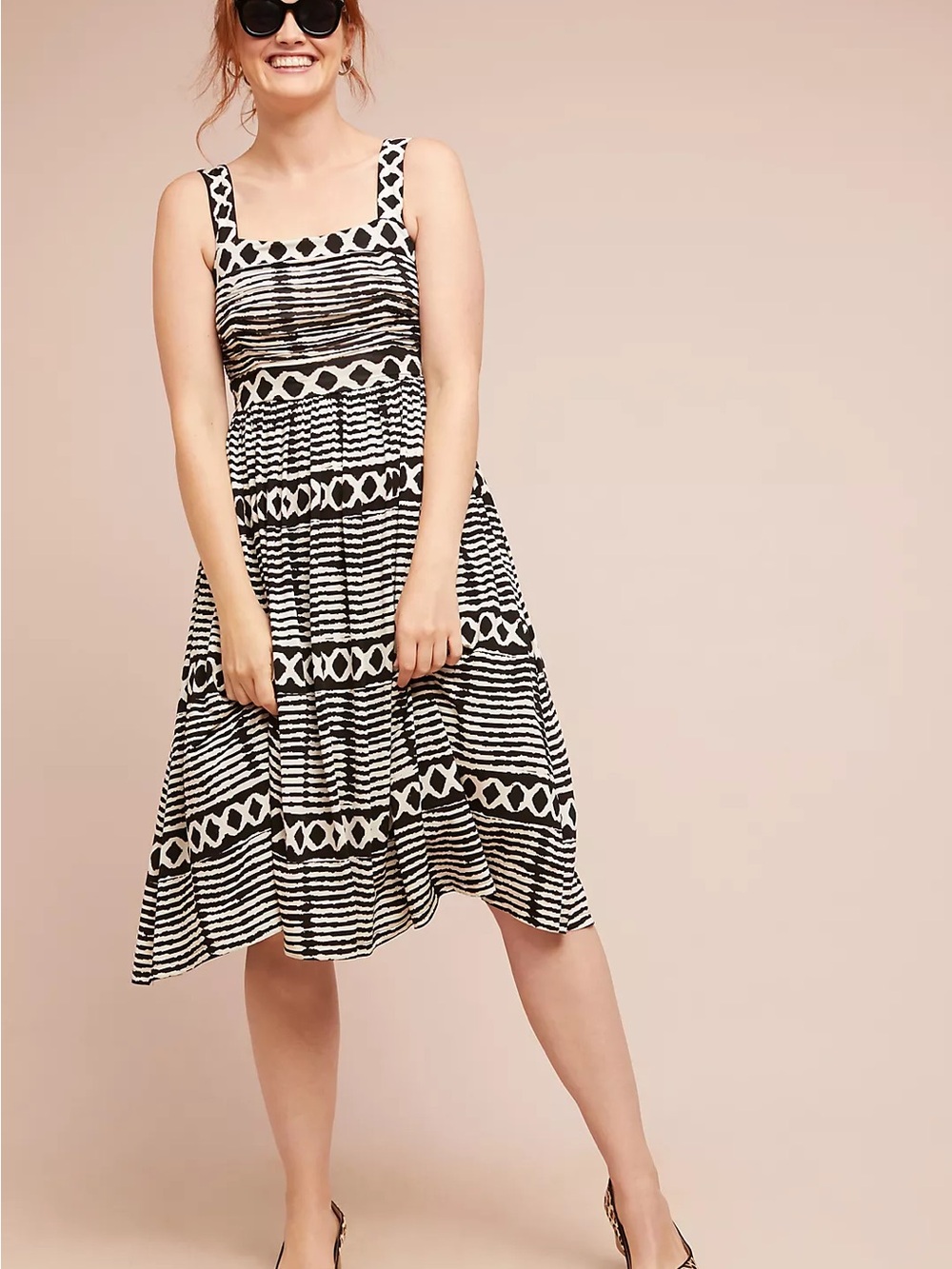 Tracy Reese x Anthropologie San Antonio Dress | Black & White Graphic Midi Dress